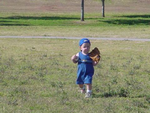 Brayden plays ball